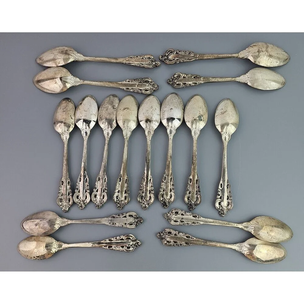 Vintage Baroque by Godinger Flatware Lot of 16 Spoons Silverplate for Craft